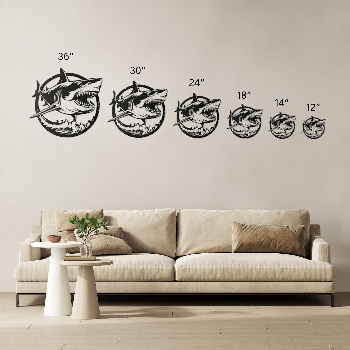 Metal Wall Art (Shark Framed)