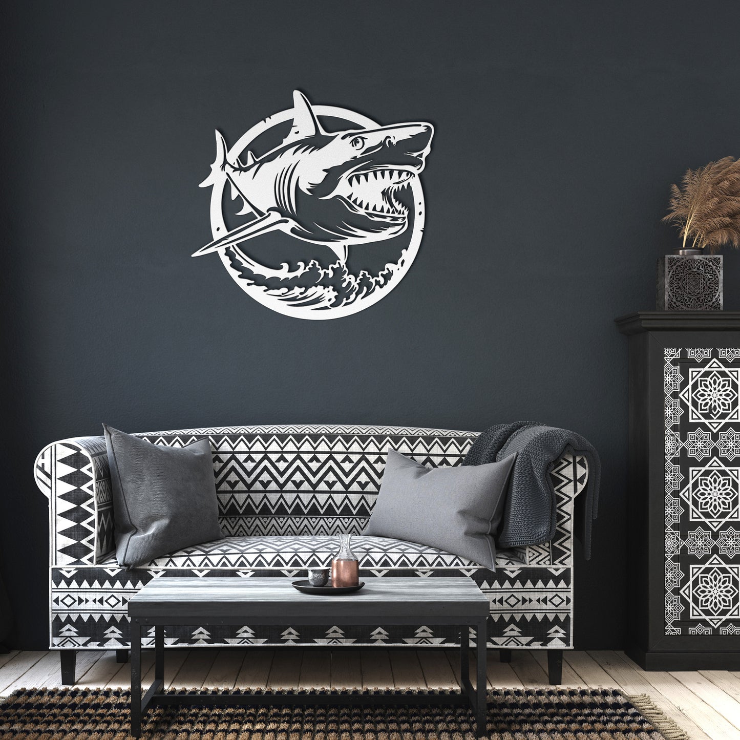 Metal Wall Art (Shark Framed)